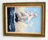 Vintage oil on canvas whale ship painting by Ben Neill