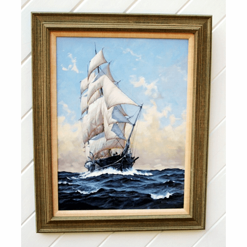 Vintage oil on canvas whale ship painting by Ben Neill