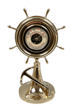 Vintage Polished Brass Watrous Ship's Wheel Barometer