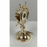 Vintage Polished Brass Watrous Ship's Wheel Barometer