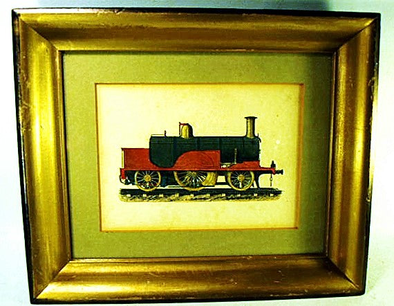 Vintage print of old railroad locomotive