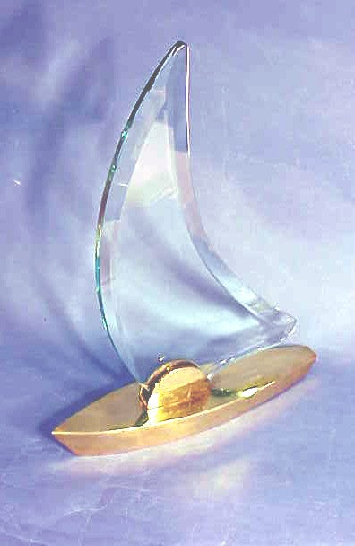 Vintage sailing boat with glass sail