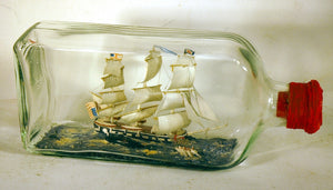 Vintage SHIP-IN-BOTTLE whale hunt.