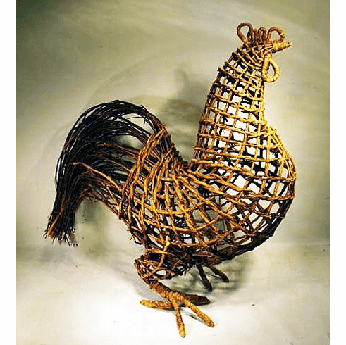 Vintage vine woven ROOSTER figure