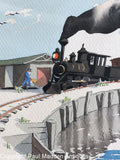 Vintage Watercolor of Nantucket Railroad by D.R. Beers