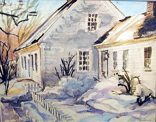 Vintage Watercolor of Snowy Cape