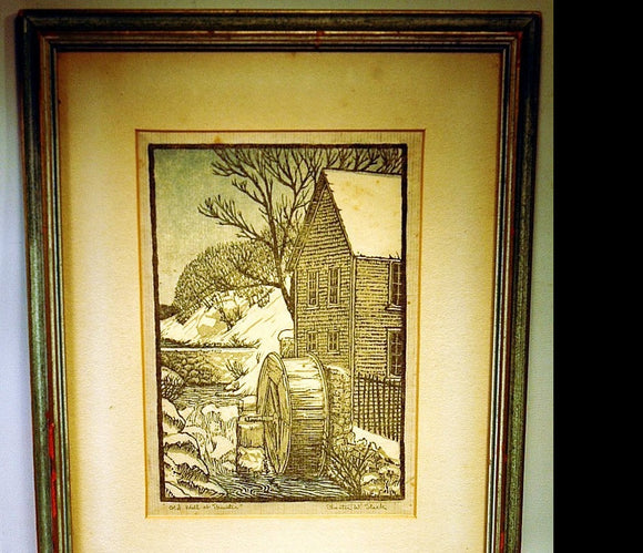 Vintage wood block print of Brewster by Chester Stark