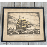 Vintage Woodcut Print of Whaling Ship James Arnold