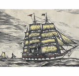 Vintage Woodcut Print of Whaling Ship James Arnold