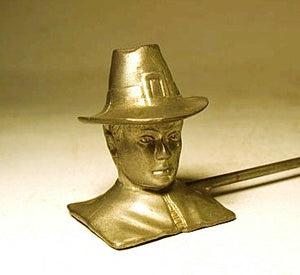 Vintage cast metal candle Douter Puritan Head
